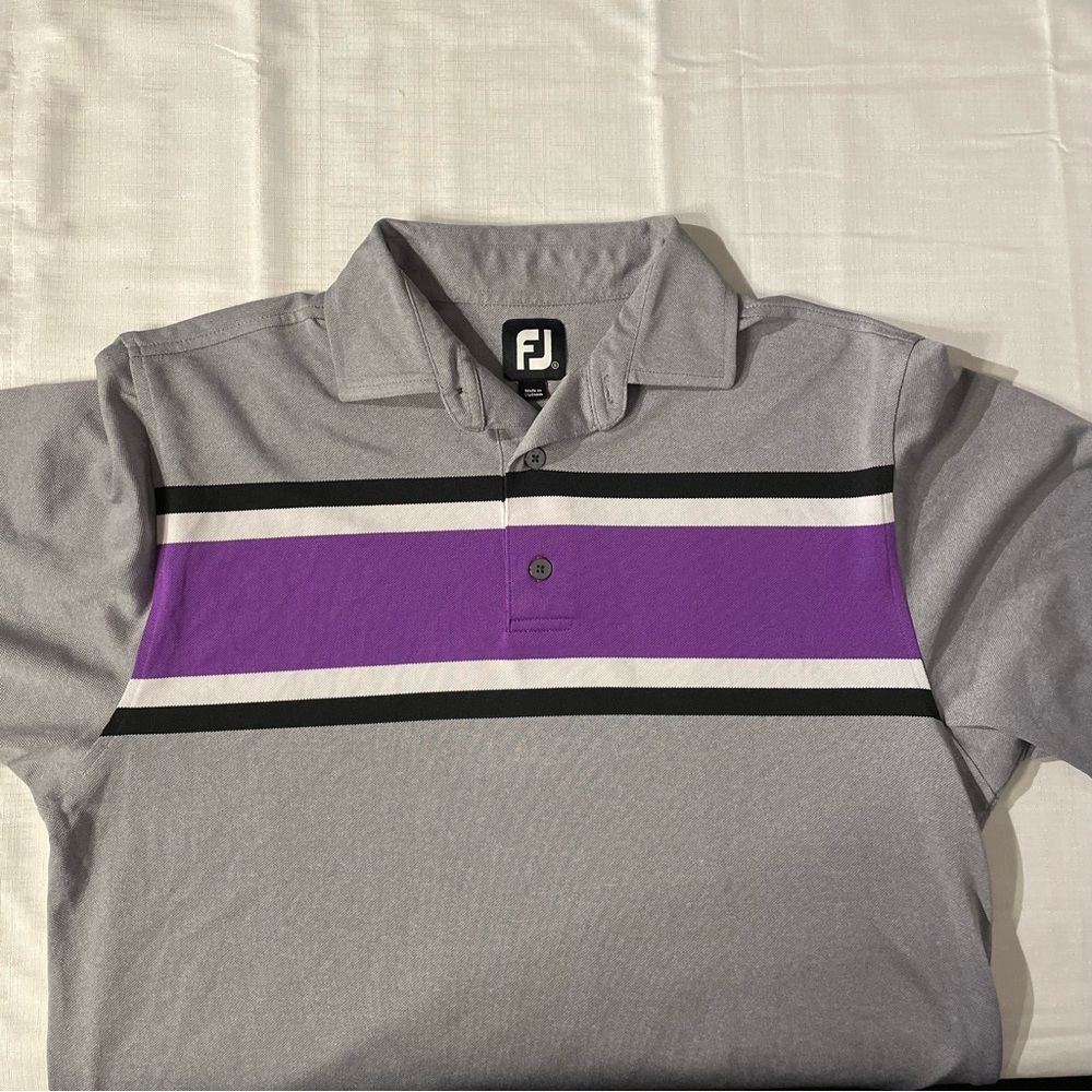 FootJoy Gray and Purple Polo Shirt